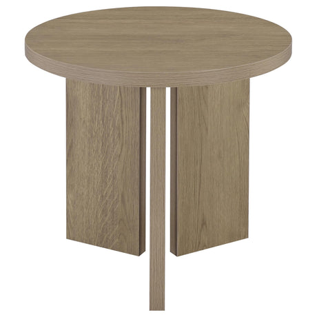 Aragon Round Panel Base End Table Latte view 5