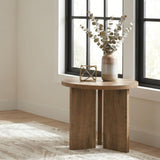 Aragon Round Panel Base End Table Mango view 2