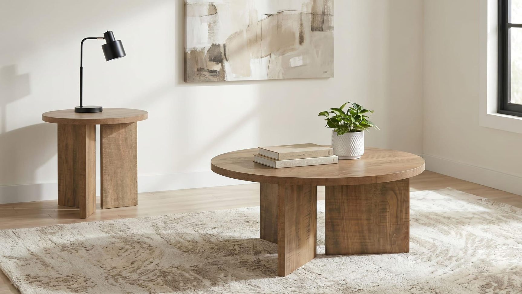 Aragon Round Panel Base End Table Mango view 9