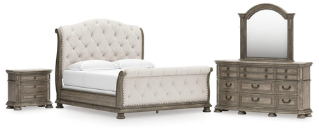 Ardenfield Light Brown Upholstered Sleigh Bedroom Set view 2