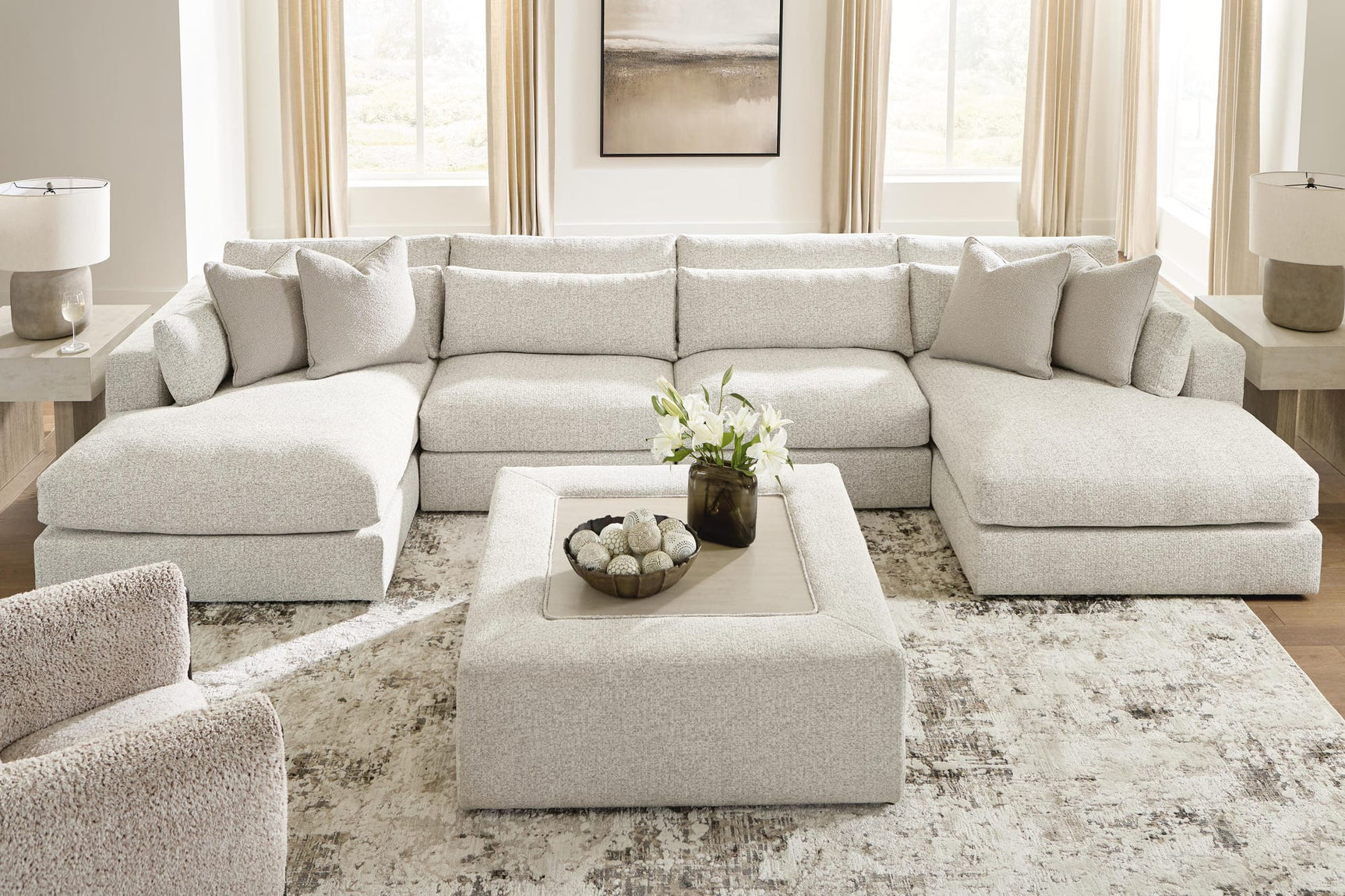 Ashbourne Estate Snowstone 4-Piece Double Chaise Sectional from Decor Furniture