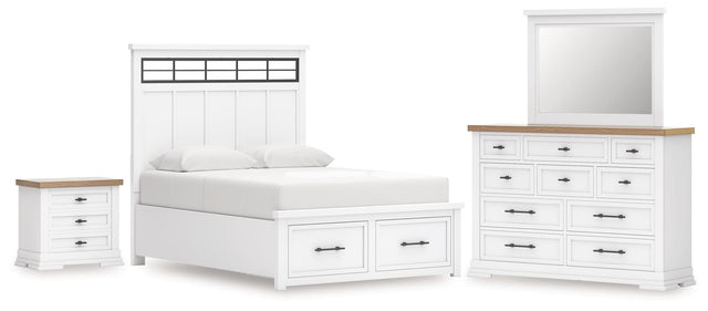 Ashbryn White/Natural Panel Storage Bedroom Set from Decor Furniture