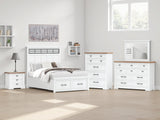 Ashbryn White/Natural Panel Storage Bedroom Set Queen 4: Bed, Dresser, Mirror, Chest from Decor Furniture