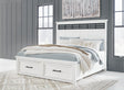 Ashbryn White/Natural Panel Storage Bedroom Set King 3: Bed, Dresser, Mirror from Decor Furniture