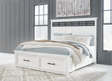 Ashbryn White/Natural Panel Storage Bedroom Set King 3: Bed, Dresser, Mirror from Decor Furniture