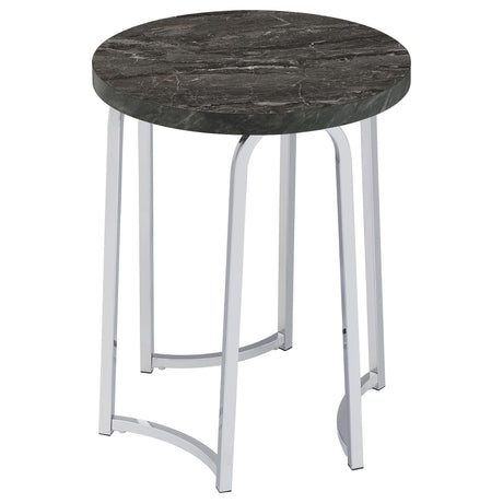 Barcelo Round Faux Marble Top Metal Side Table Grey from Decor Furniture