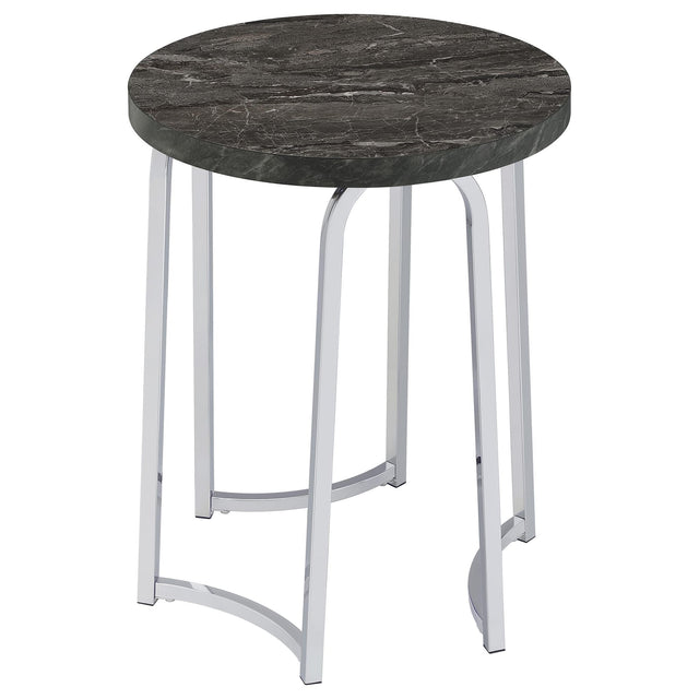 Barcelo Round Faux Marble Top Metal Side Table Grey from Decor Furniture
