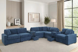 Barista Blue 8-Piece Modular Sectional Set w Bluetooth Speaker from Decor Furniture
