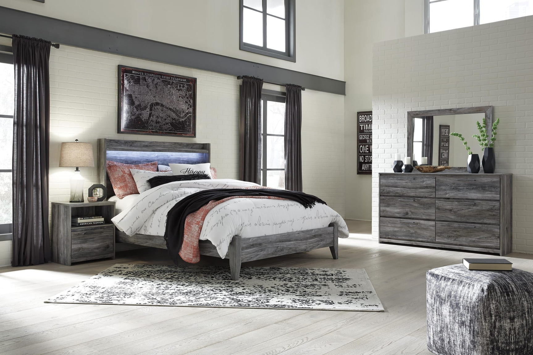Baystorm Gray Panel Bedroom Set view 3