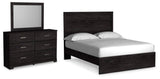 Belachime Charcoal Panel Bedroom Set Queen 3: Bed, Dresser, Mirror from Decor Furniture