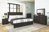 Belachime Charcoal Panel Bedroom Set King 4: Bed, Dresser, Mirror, Chest from Decor Furniture