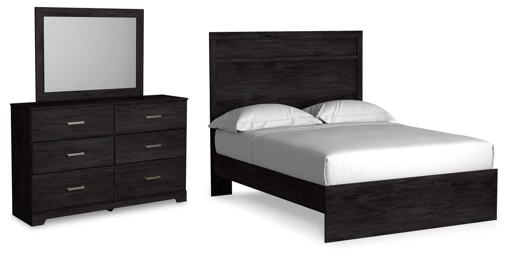Belachime Charcoal Panel Bedroom Set Full 3: Bed, Dresser, Mirror from Decor Furniture