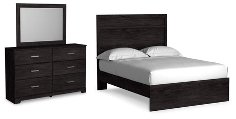 Belachime Charcoal Panel Bedroom Set Full 3: Bed, Dresser, Mirror from Decor Furniture