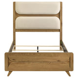 Bennett Full Mid-Century Fabric Upholstered Panel Bed Light Oak and Cream view 3