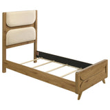 Bennett Twin Mid-Century Fabric Upholstered Panel Bed Light Oak and Cream from Decor Furniture