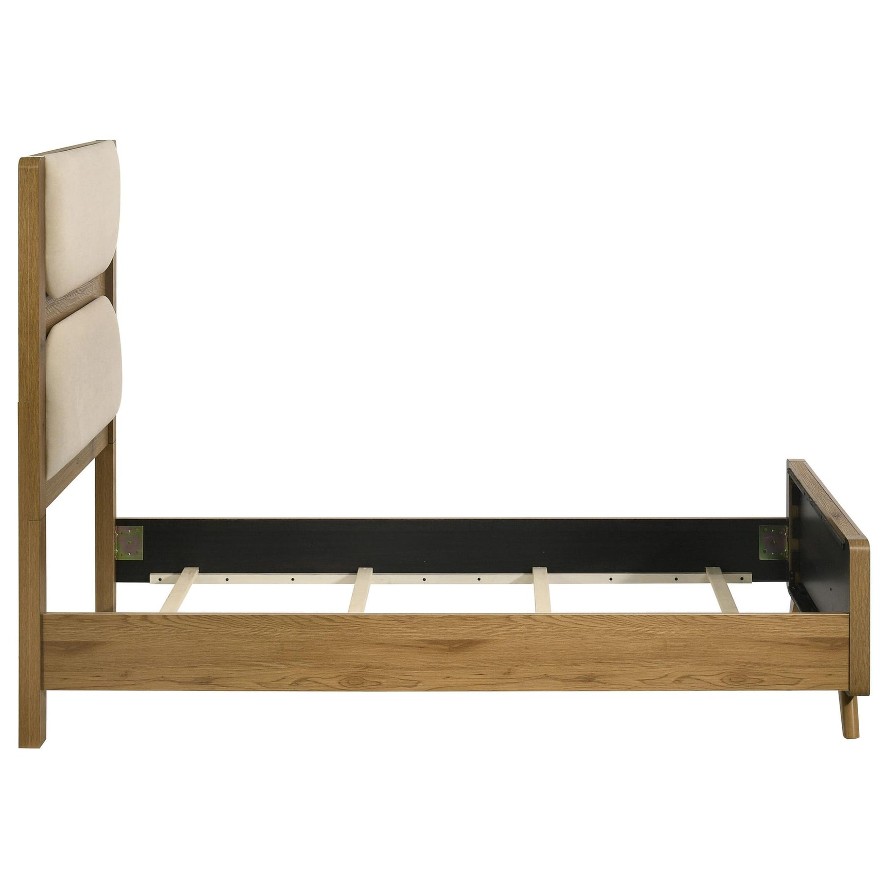 Bennett Twin Mid-Century Fabric Upholstered Panel Bed Light Oak and Cream view 5