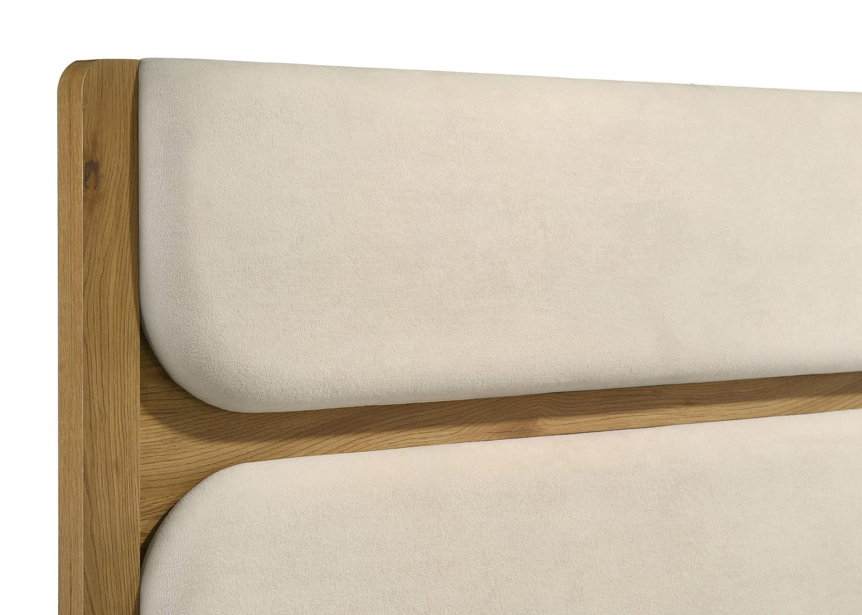Bennett Twin Mid-Century Fabric Upholstered Panel Bed Light Oak and Cream view 6