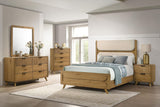 Bennett Twin Mid-Century Fabric Upholstered Panel Bed Light Oak and Cream view 10