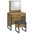 Bettin Vanity Set with Sliding Mirror and Stool Golden Oak from Decor Furniture