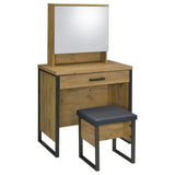 Bettin Vanity Set with Sliding Mirror and Stool Golden Oak from Decor Furniture