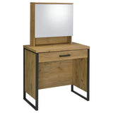 Bettin Vanity Set with Sliding Mirror and Stool Golden Oak view 2