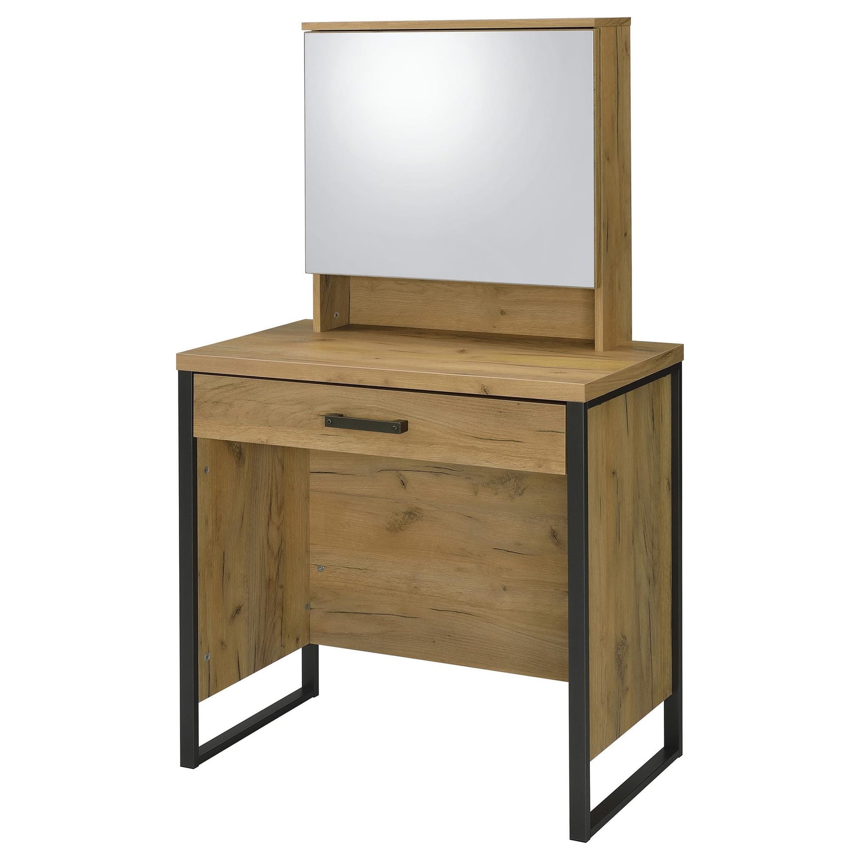 Bettin Vanity Set with Sliding Mirror and Stool Golden Oak view 5