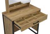 Bettin Vanity Set with Sliding Mirror and Stool Golden Oak view 10