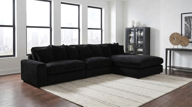 Blaine Upholstered Reversible Chaise Sectional Sofa Black from Decor Furniture