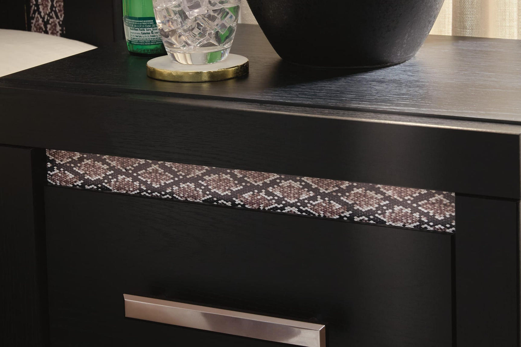 Brizmore Black Nightstand detail view