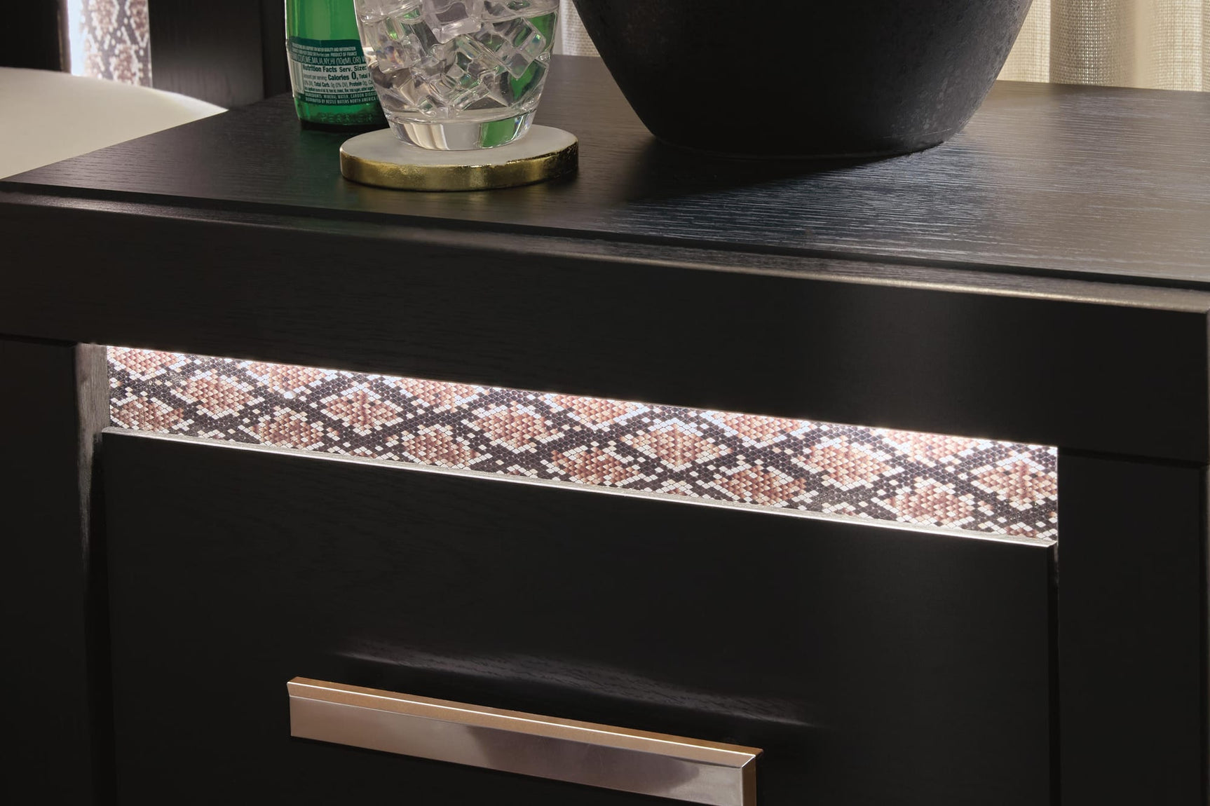 Brizmore Black Nightstand detail view