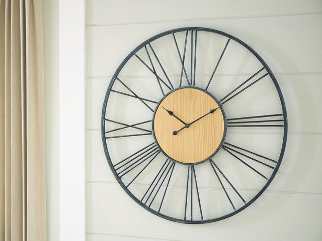 Brockett Black/Natural Wall Clock from Decor Furniture