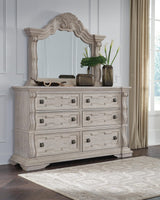 Bruchandi Antique White Upholstered Panel Bedroom Set from Decor Furniture