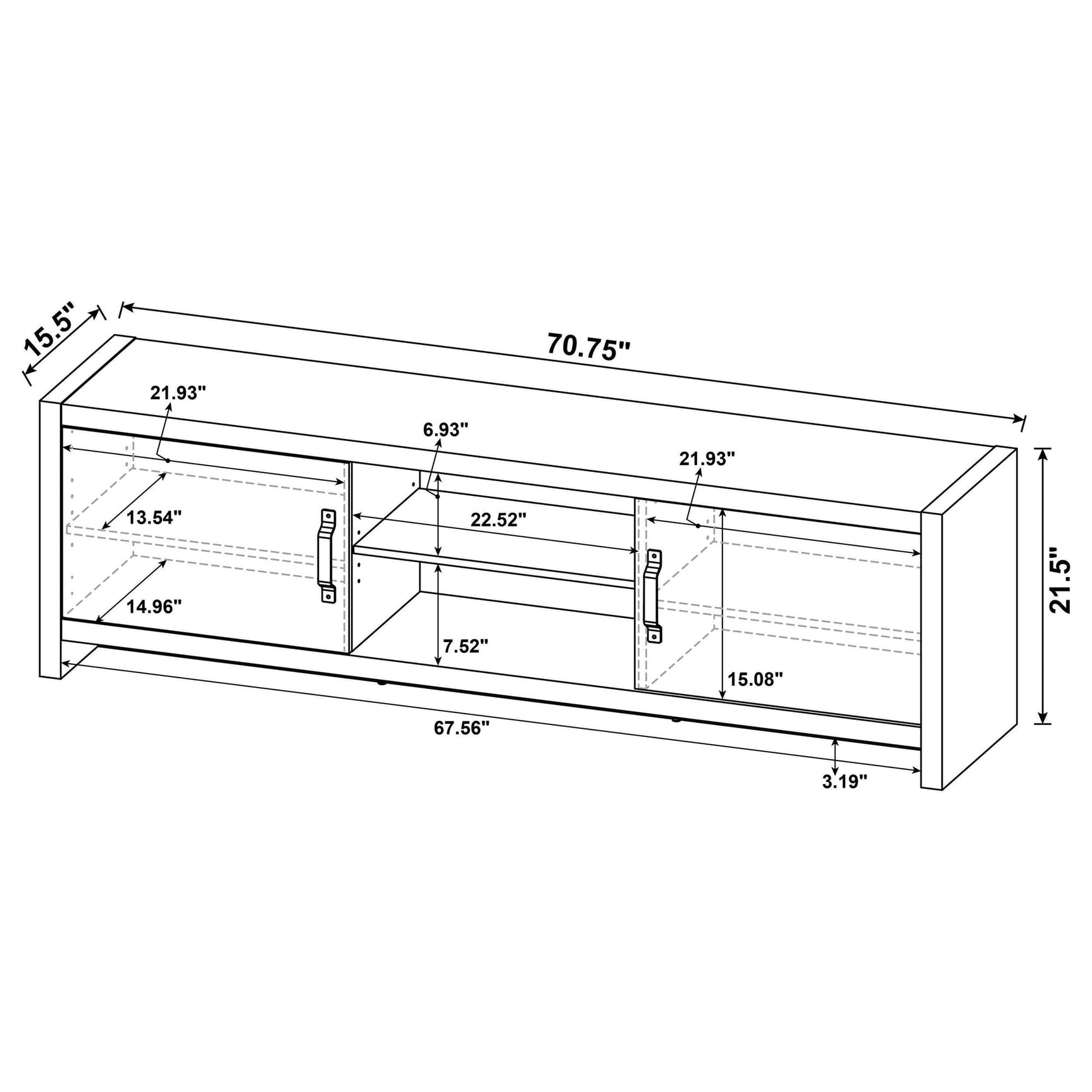 Burke 3-Piece TV Entertainment Center Fits 75-Inch TVs Grey Driftwood view 16