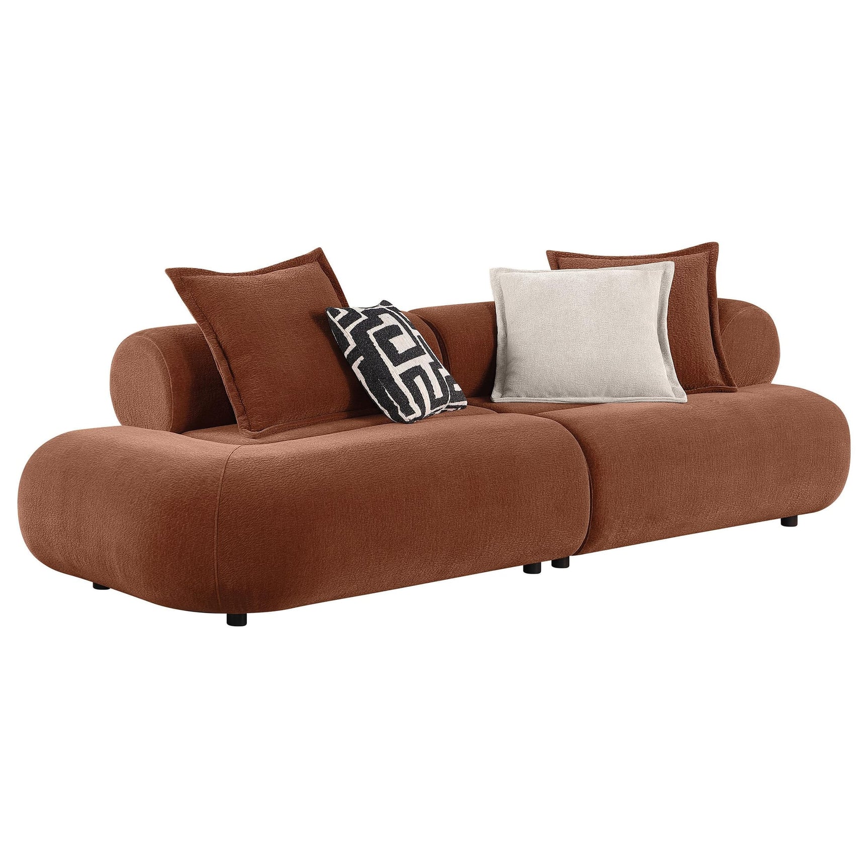 Byrne 105-inch Velvet Modular Bumper Sectional Sofa Rust from Decor Furniture