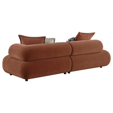 Byrne 105-inch Velvet Modular Bumper Sectional Sofa Rust view 3