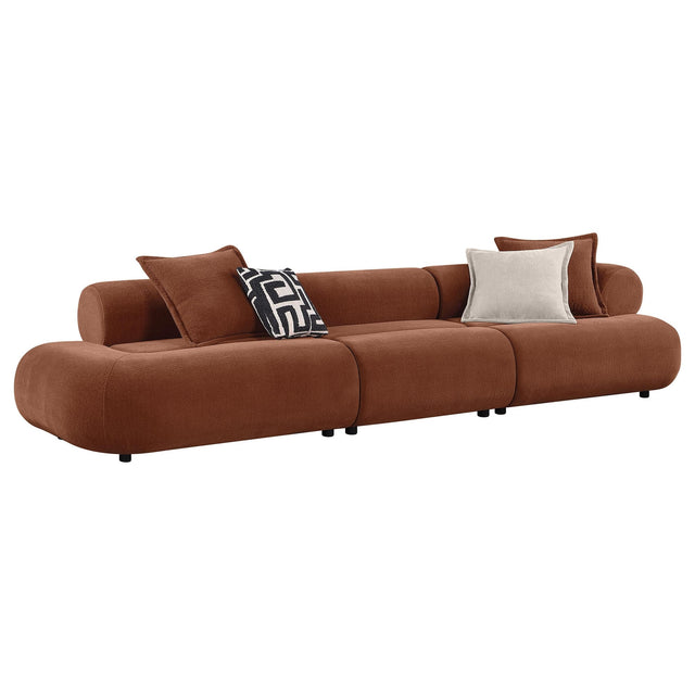 Byrne 143-inch Velvet Modular Bumper Sectional Sofa Rust from Decor Furniture
