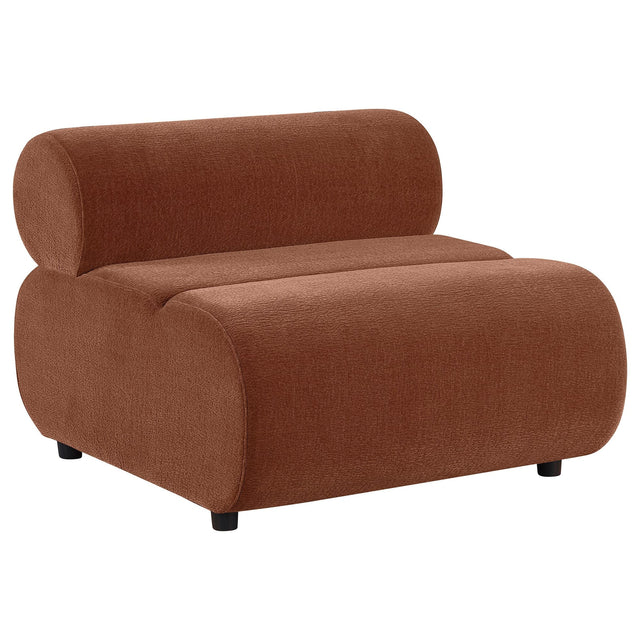 Byrne Velvet Upholstered Armless Chair Rust from Decor Furniture