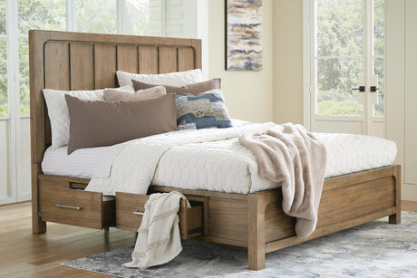Cabalynn Light Brown Panel Bedroom Set King 3: Bed, Dresser, Mirror from Decor Furniture