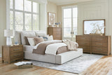 Cabalynn Light Brown Upholstered Bedroom Set King 5: Bed, Dresser, Mirror, Chest, NightStand from Decor Furniture