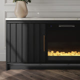 Cadmori Black/White 63" TV Stand with Electric Fireplace from Decor Furniture