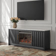 Cadmori Black/White 63" TV Stand with Electric Fireplace from Decor Furniture