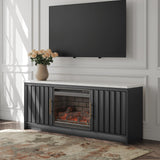 Cadmori Black/White 63" TV Stand with Electric Fireplace from Decor Furniture
