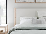 Cadmori Two-tone Upholstered Panel Bedroom Set Queen 3: Bed, Dresser, Mirror from Decor Furniture