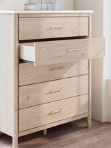 Cadmori Two-tone Upholstered Panel Bedroom Set Queen 5: Bed, Dresser, Mirror, Chest, NightStand from Decor Furniture