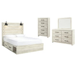 Cambeck Whitewash Panel Bedroom Set Queen 4: Bed, Dresser, Mirror, Chest from Decor Furniture