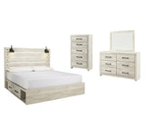 Cambeck Whitewash Panel Bedroom Set King 5: Bed, Dresser, Mirror, Chest, NightStand from Decor Furniture