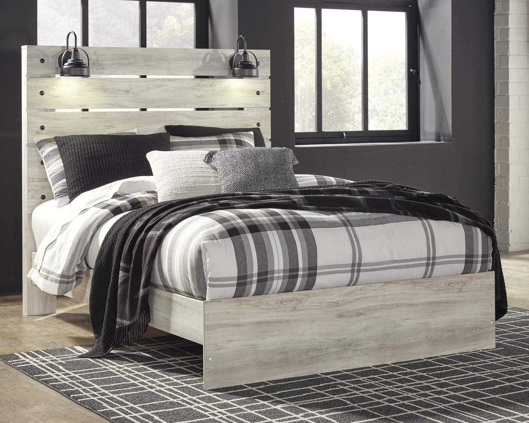 Cambeck Whitewash Panel Bedroom Set with Multiple Sizes and Configurations Queen 4: Bed, Dresser, Mirror, NightStand from Decor Furniture