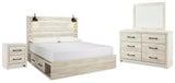 Cambeck Whitewash Panel Bedroom Set with Multiple Sizes and Configurations King 4: Bed, Dresser, Mirror, NightStand from Decor Furniture
