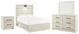 Cambeck Whitewash Panel Bedroom Set with Multiple Sizes and Configurations Full 4: Bed, Dresser, Mirror, NightStand from Decor Furniture