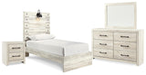 Cambeck Whitewash Panel Bedroom Set with Multiple Sizes and Configurations Twin 4: Bed, Dresser, Mirror, NightStand from Decor Furniture